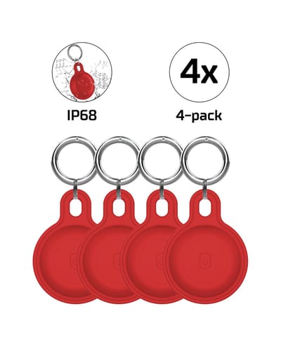 Tectier AirTag Sleutelhanger Siliconen Waterdicht IP68 4 Stuks - Rood