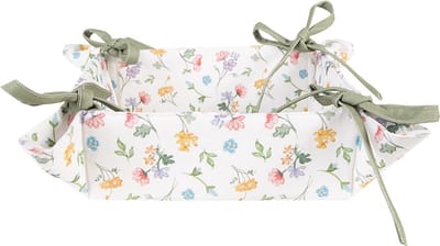 Clayre & Eef Broodmand 35x35x8 cm Wit Groen Katoen Bloemen
