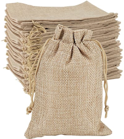 Dailygoods- Jute Zakken 100 Stuks - Kleine Jute Tassen - Jute Zak met Trekkoord - Geschenktassen - Herbruikbaar - Stevig en Mooi Uiterlijk - Geschenkzakken