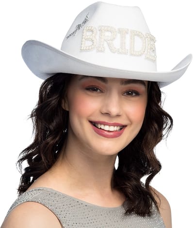 Boland - Hoed cowboy Star 'Bride' Wit - 59 - Volwassenen - Vrouwen - Vrijgezellendag - Bruid - Festival