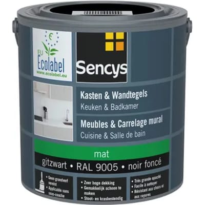 Sencys Lak Voor Wandtegels & Meubels, Keuken & Badkamer Ral9005 Mat 2,5l