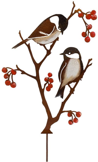 Dailygoods- Tuindecoratie metaal voor vogels - Silhouet vogel - Boomtakstam - Tuin decoratie - Terras decoratie - Park decoratie - Tuinbeeld