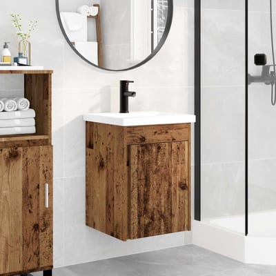 vidaXL - Badkamermeubel - met - kraan - Oud - hout - 42 - x - 40 - x - 74,5 - cm