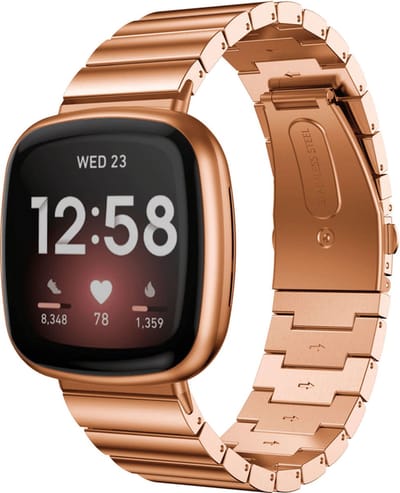 Strap-it Metalen smartwatch bandje - geschikt voor Fitbit Versa 3 / Fitbit Sense - rosé goud