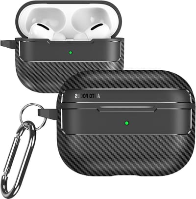 Carbon Fiber Textuur Hoes voor AirPods Pro 3 (2025) met Carabiner, Draadloos Opladen en 360° Bescherming tegen Schokken