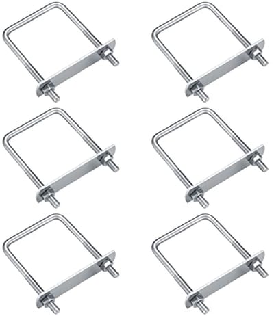 SnelShoppen - 6-Pack M6 U-bouten, Vierkante Beugel, U-Beugel met Moer en Tegelplaat, 304 RVS U-bout voor Towing, Auto's, Schepen, Reparatie