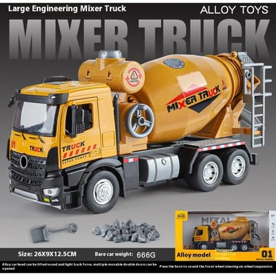 Grand Modèle de Camion Bétonnière en Alliage Avec Sons et Lumières Camion d'Ingénierie Jouets pour Enfants, Durable et Convient aux Cadeaux pour Garçons orange