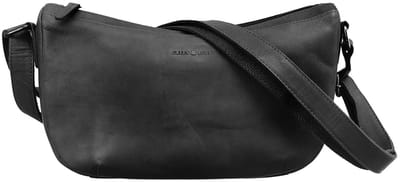 GREENBURRY Leren schoudertas Fiorentina Half-Moon Bag Black zwart