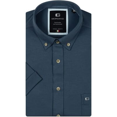 Giordano Overhemd League Soft Liquid Cotton Jersey Short Sleeve Button-Down Denim Blue / male