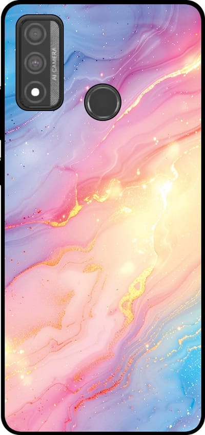 Smartphonica Telefoonhoesje Geschikt voor Huawei P Smart (2020) met Regenboog Glitter Marmer Opdruk - TPU Backcover Case Rainbow Glitter Marble Design geschikt voor Huawei P Smart (2020)