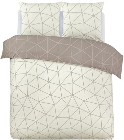 VISION Hugo Flanel - Tweezijdig omkeerbaar Dekbedovertrekset - 100% katoen flanel: warm en zacht - Kingsize - Dekbedovertrek 260 x 240 cm met 2 bijhorende slopen - Beige - Oekotex gecertificeerd