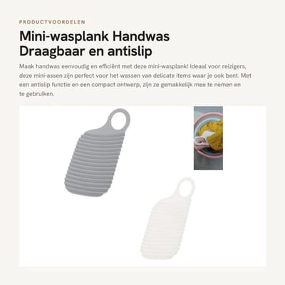 Mini-assen 2 Stuks - Draagbaar - Antislip - Wandwas - Eenvoudig te Wassen - Polyethyleen 18,5 x 9,5 cm - Wasplank