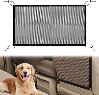 Famanu - Autonet voor honden, 116 x 76 cm, rooster voor auto, hond, kofferbak, universeel, met trekkoord en haak, elastisch net voor auto's, SUV's, vrachtwagens