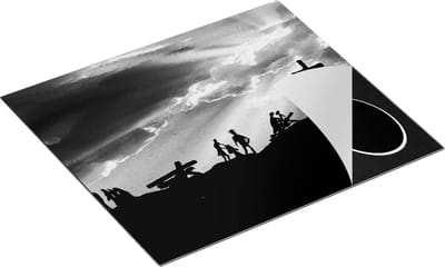 Chefcare Inductie Beschermer Kruistocht naar het Kruis van Jezus Christus - Zwart Wit - 60x50 cm - Afdekplaat Inductie - Kookplaat Beschermer - Inductie Mat