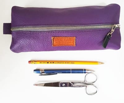 Toetie & Zo Leren Etui Rol Paars, pennenetui, tekenetui, medicijntasje, make-uptasje