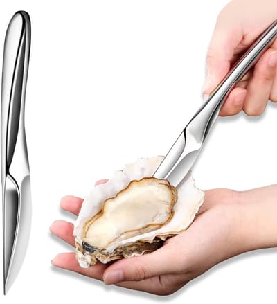 Aura® Oestermes - Oesterset - Oestermes en Handschoen - Zilver - 19cm x 2cm x 2cm