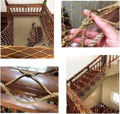 Balkon Beschermnet - Veiligheidsnet Huisdier - Valbeveiliging Tuin - Sterk Gevlochten Nylon - 2 x 5 Meter - Bruin