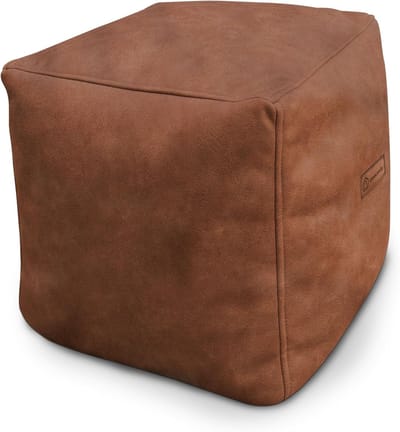 Vierkante Poef - Zitkruk voetenbank - Woonkamer comfort - Zacht kunstleer - 40x40x40 cm - Bruin