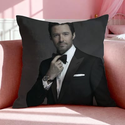 Beroemdheid H-Hugh Jackman Kussenhoes Ademende Linnen Kussensloop Zomer Geurloos Eco-Vriendelijk Onzichtbare Rits Wasbaar 40x40cm