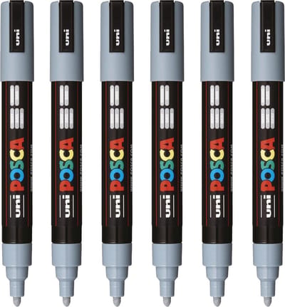 Posca - Verfstift PC5M M grijs | 6 stuks