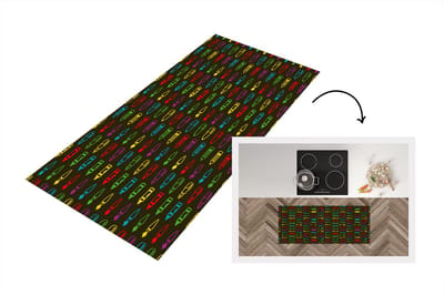 Keukenloper - Loper keuken - Potloden - Patronen - Stift - Regenboog - 120x50 cm - Keukenloper vinyl