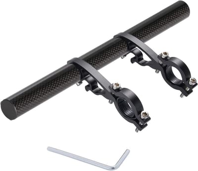 Fietsstuur Verlengstuk - Extra Stuurruimte - Fietsaccessoires Bevestigen - Verstelbare Klem - 30 cm Lengte - Zwart