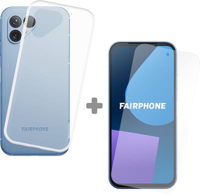 Cazy soft TPU Hoesje + Tempered Glas Screenprotector geschikt voor Fairphone 5 - Transparant