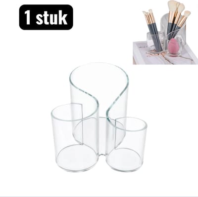 1 stuk - Make-up organizers - Opbergdoos - Penhouder - Opbergdozen - Doorzichtige Acryl Opbergpot - Multifunctionele Make-up Kwasten Houder en Pennenbak - Transparante Organizer voor Bureau - Geschikt voor het opbergen van cosmetica, pennenhouders en