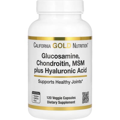 California Gold Nutrition, Glucosamine Chondroïtine, MSM Plus Acide Hyaluronique, 120 Gélules Végétales