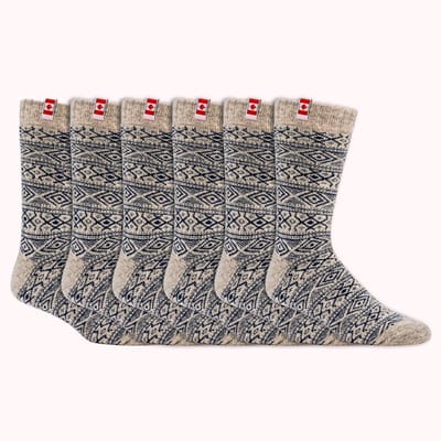 Canadese sokken | Wollen sokken | Thermo gevoerd | Blauw | Diverse maten | 6 paar