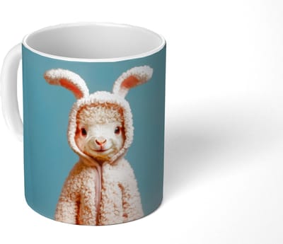 Mok - Koffiemok - Lammetje - Paashaas - Kostuum - Mokken - 350 ML - Beker - Koffiemokken - Theemok