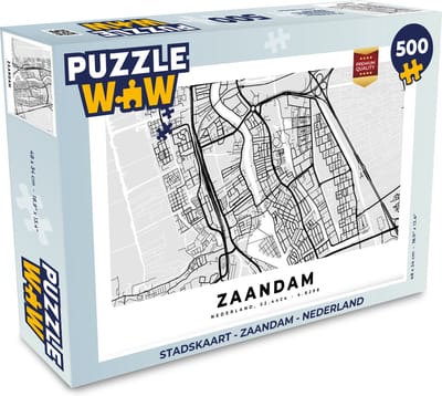 Puzzel Stadskaart - Zaandam - Nederland - Legpuzzel - Puzzel 500 stukjes - Plattegrond