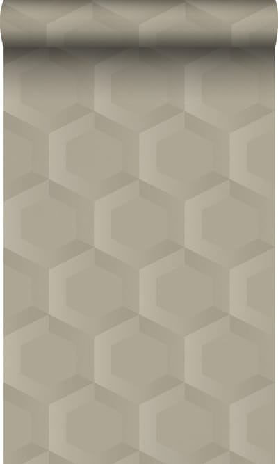 Origin Wallcoverings behang 3d hexagon motief zand beige - 53 cm x 10.05 m - 348019