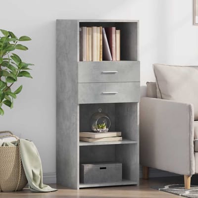 vidaXL - Hoge - kast - 50x42,5x124 - cm - bewerkt - hout - betongrijs