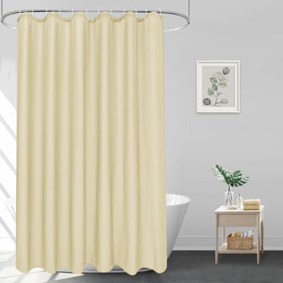 Waterdichte Douchgordijn van Polyester - Wasbaar en Schimmelbestendig - Sneldrogend 180 x 200 cm met 12 Ringen in Beige