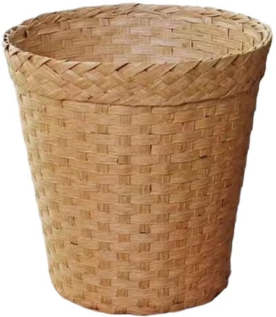 Geweven prullenbak - Ronde mand - Ruimte organiseren - Natuurlijk stro materiaal - 25 cm opening - Natuurlijk