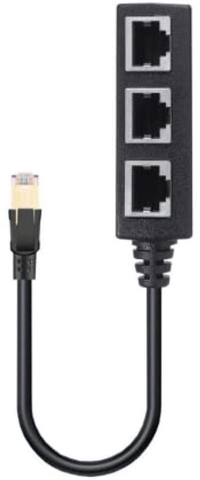 Ethernet Splitter Splitter Kabel met 3 Vrouwelijke Poorten en 1 Mannelijke Poort – Uitbreiding van LAN Netwerk CAT8