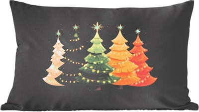 Sierkussens - Kussentjes Woonkamer - 60x40 cm - Kerstbomen - Kleurrijk - Lichtjes - Ster
