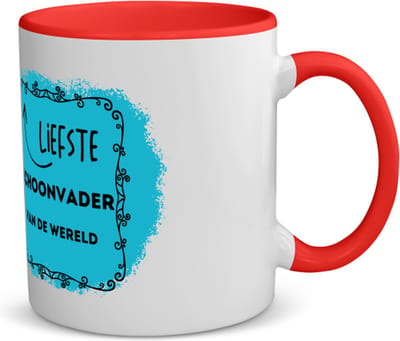 Akyol - liefste schoonvader van de wereld koffiemok - theemok - rood - Vader - de liefste schoonvader - vader cadeautjes - vaderdag - verjaardag - geschenk - kado - 350 ML inhoud