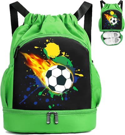 Kinderen Zwemtas met Voetbal en Regenboogpatroon - Waterdichte Rugzak voor Gym, Sport en Zwemtraining voor Jongens en Meisjes