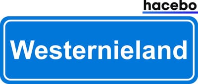 Hacebo - Plaatsnaam Sticker - 29x10 CM - Westernieland sticker - Verkeersborden sticker - grappige cadeaus - Westernieland