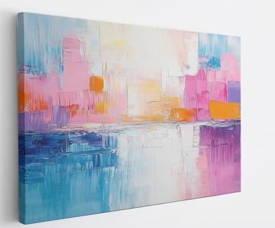 Saammp Canvas Schilderij - Gekleurde horizon van een stad - Abstract kunstwerk - 45x30 - Foto op canvas - Wanddecoratie - Muurdecoratie Woonkamer - Slaapkamer decoratie - Canvas Print