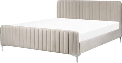 LUNAN - Tweepersoonsbed - Taupe - 180 x 200 cm - Fluweel