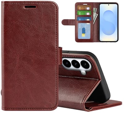 MobyDefend Hoesje - Geschikt voor Samsung Galaxy S26 Plus (S26+) - Wallet Book Case (Sluiting Achterkant) - Bruin