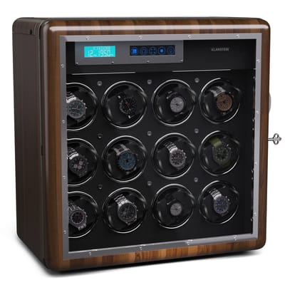 Klarstein Horlogeopwinder voor Automatische Horloges, Watch Winder voor 18 Horloges, Met Acryl Deur, Automatische Horlogeopwinder, Blauwe LED’s, 5 TPD Instellingen - LED-Verlichting - LCD Display Touch - Horlogedraaier - Horlogekast