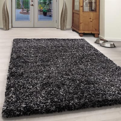 Flycarpets Lorium Vloerkleed - 140x200 cm - Antraciet/Wit/Grijs - Hoogpolig