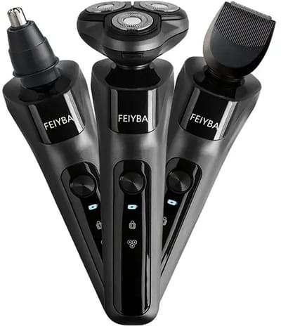 3koppen FEIYBA 3in1 Scheerapparaat - Usb Oplaadbare Body Shaver + Precisie/Baardtrimmer + Neustrimmer - Voor perfecte Lichaamshaar verzorging voor Dames en Heren - Kleur: Zwart