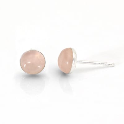 ARLIZI 2134 Oorbellen rozenkwarts cabochon oorstekers - sterling zilver - 6 mm