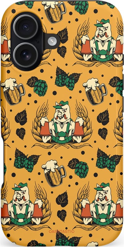 Casetastic hoesje geschikt voor Apple iPhone 17 - MagSafe - Dubbellaagse bescherming - Oktoberpret - Fashion Case - Goud Taupe Donkergroen Donkergrijs