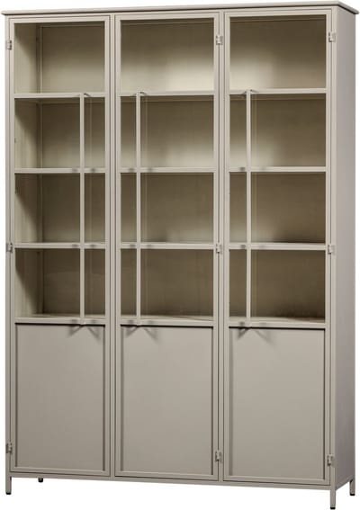 WOOOD Exhibit 3-deurs Vitrinekast XL - Metaal - Zand - 200x140x44
